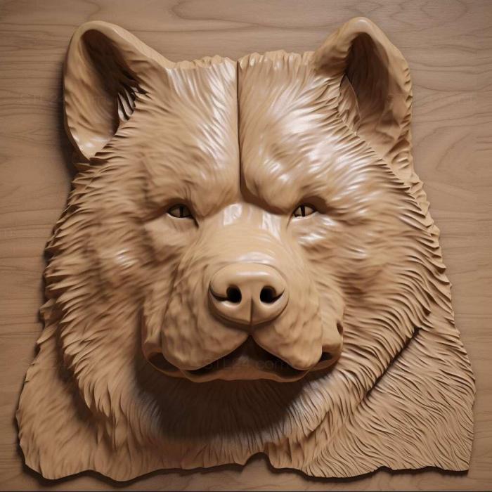 Природа и животные (Собака породы Акита - ину 1, NATURE_757) 3D модель для ЧПУ станка